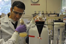 Samir Khanal working in lab